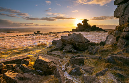 Snow dusted Staple Tor, Dartmoor